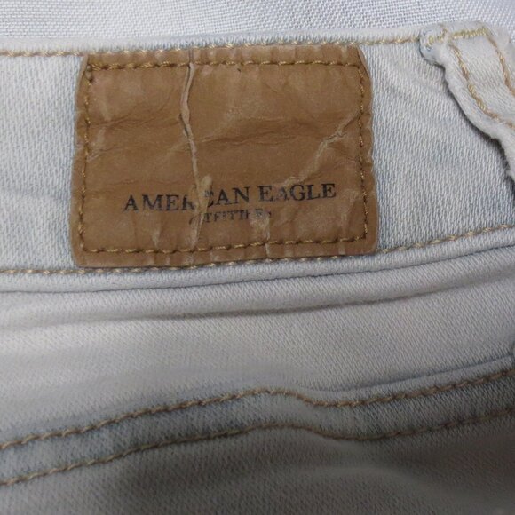 AMERICAN EAGLE womens JEANS light blue SUPER STRETCH X jegging DISTRESSED SIZE 6 - Picture 9 of 15
